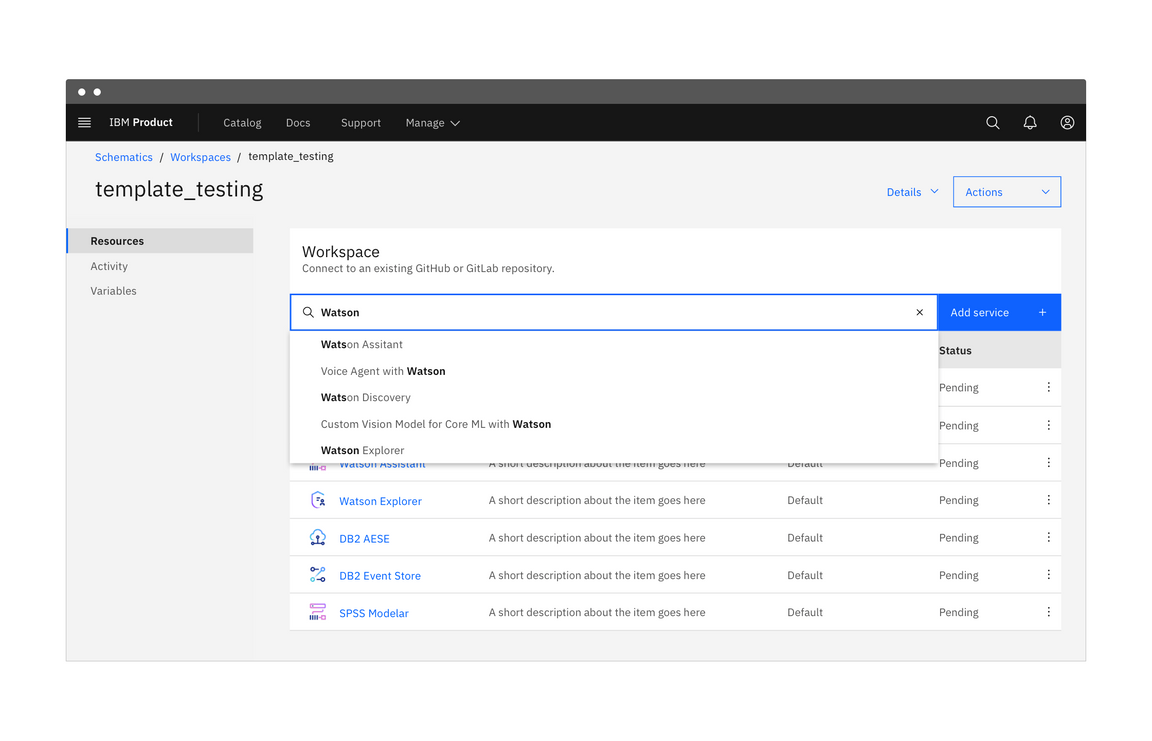 Example of an active search field